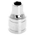 Performance Tool Chrome Socket, 3/8" Drive, 1/4", 6 Point, Shallow W38008